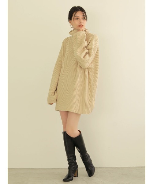 ACYM(アシーム)の「Turtle neck mini ニット(ニット/セーター・レディース・ベージュ/ブラック・FREE)」の6枚目の写真