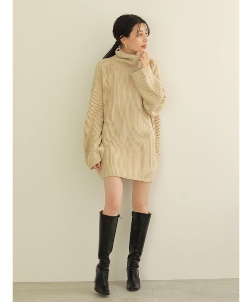 ACYM(アシーム)の「Turtle neck mini ニット(ニット/セーター・レディース・ベージュ/ブラック・FREE)」の7枚目の写真