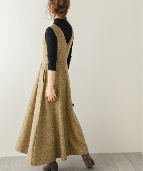 La-gemme（ラジェム）の「深Vネックジャンパースカート（ワンピース・レディース・ブラック/ブラック系その他3/ミックスグレー/ブラウン系その他2・M/L）」の22枚目の写真