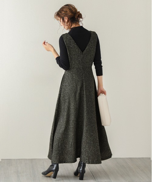 La-gemme（ラジェム）の「深Vネックジャンパースカート（ワンピース・レディース・ブラック/ブラック系その他3/ミックスグレー/ブラウン系その他2・M/L）」の21枚目の写真