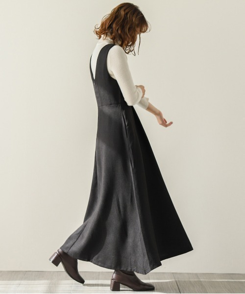 La-gemme（ラジェム）の「深Vネックジャンパースカート（ワンピース・レディース・ブラック/ブラック系その他3/ミックスグレー/ブラウン系その他2・M/L）」の19枚目の写真
