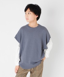 【セットアイテム】ニットベスト＋ドロップショルダー長袖Tシャツセット