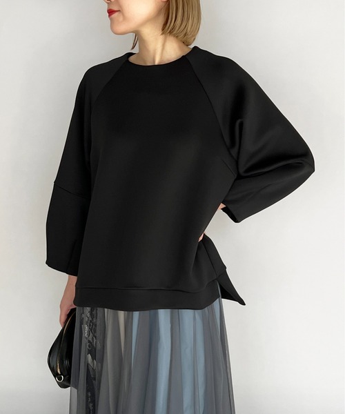 PICCIN（ピッチン）の「コクーンスリーブラグランプルオーバー（Tシャツ/カットソー・レディース・ブラック/ベージュ/オフホワイト・M）」の2枚目の写真