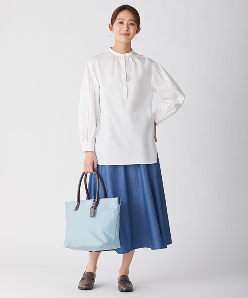 J.PRESS（ジェイプレス）の「【洗える】コットンセルロースタイプライター バンドカラー ブラウス（シャツ/ブラウス・レディース・ベージュ系/ホワイト系・T13）」の7枚目の写真