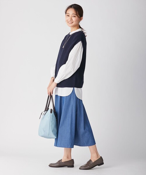 J.PRESS（ジェイプレス）の「【洗える】コットンセルロースタイプライター バンドカラー ブラウス（シャツ/ブラウス・レディース・ベージュ系/ホワイト系・T13）」の8枚目の写真