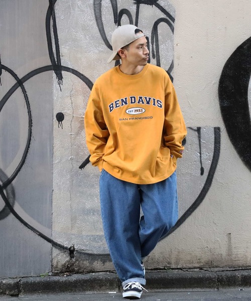 BEN DAVIS（ベンデイビス）の「【BEN DAVIS】カレッジロンＴ（Tシャツ/カットソー・メンズ・ホワイト/イエロー/ブルー/グリーン・S/M/L/XL）」の17枚目の写真