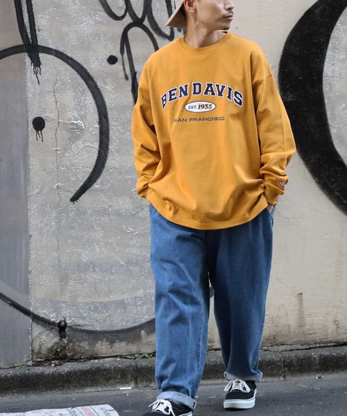 BEN DAVIS（ベンデイビス）の「【BEN DAVIS】カレッジロンＴ（Tシャツ/カットソー・メンズ・ホワイト/イエロー/ブルー/グリーン・S/M/L/XL）」の16枚目の写真