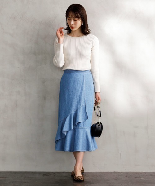 GeeRA（ジーラ）の「デニムマーメイドスカート（デニムスカート・レディース・ブルー/ネイビー・LARGE/MEDIUM）」の8枚目の写真