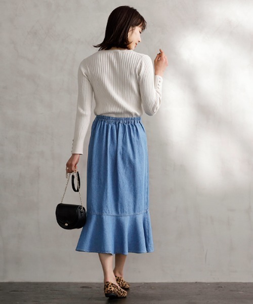 GeeRA（ジーラ）の「デニムマーメイドスカート（デニムスカート・レディース・ブルー/ネイビー・LARGE/MEDIUM）」の6枚目の写真