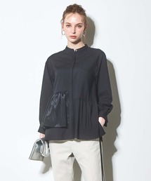 ポイントプリーツスタンド襟ブラウス