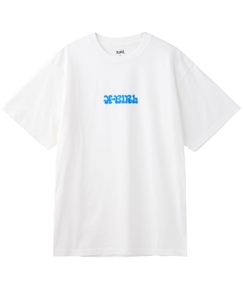 X-girl（エックスガール）の「WRIGGLING LOGO S/S TEE/エックスガール　ロゴTシャツ（Tシャツ/カットソー・レディース・ホワイト/ブラック/ライトブルー・S/M/L/XL）」の16枚目の写真