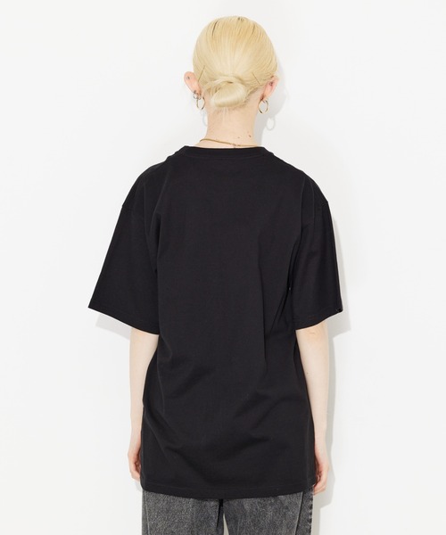 X-girl（エックスガール）の「WRIGGLING LOGO S/S TEE/エックスガール　ロゴTシャツ（Tシャツ/カットソー・レディース・ホワイト/ブラック/ライトブルー・S/M/L/XL）」の21枚目の写真