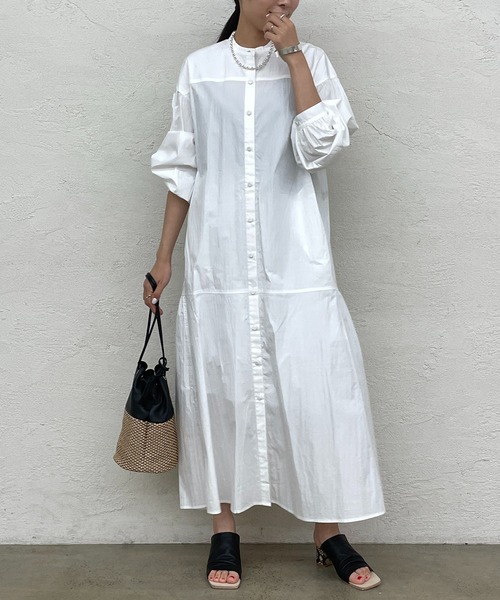LOUNGEDRESS(ラウンジドレス)の「【CHIGON/シニヨン】タイプライターティアードワンピース(ワンピース・レディース・オフホワイト/ブルー・FREE)」の5枚目の写真