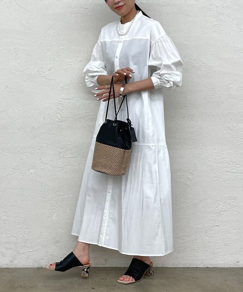 LOUNGEDRESS(ラウンジドレス)の「【CHIGON/シニヨン】タイプライターティアードワンピース(ワンピース・レディース・オフホワイト/ブルー・FREE)」の6枚目の写真