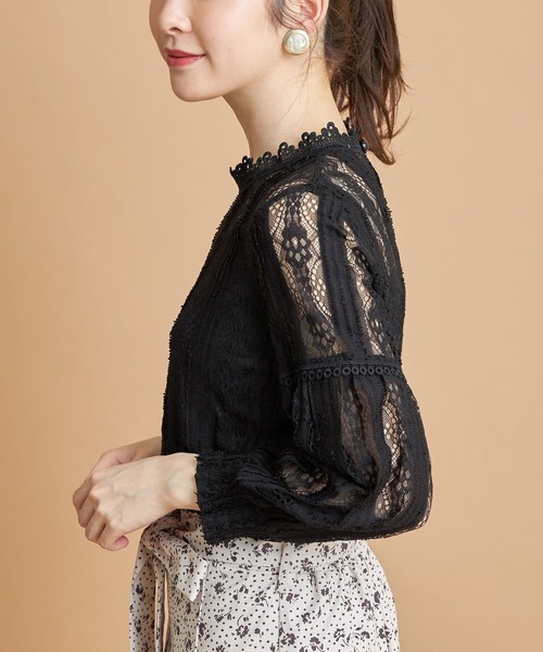 tocco closet（トッコ　クローゼット）の「スタンドカラーレースブラウス（シャツ/ブラウス・レディース・ブラック/ベージュ/オフホワイト・M）」の19枚目の写真