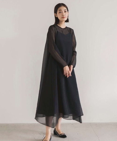 kaene（カエン）の「シアーAラインドレス（ドレス・レディース・ブラウン/ブラック/ダークカーキ/パープル・2/1）」の9枚目の写真