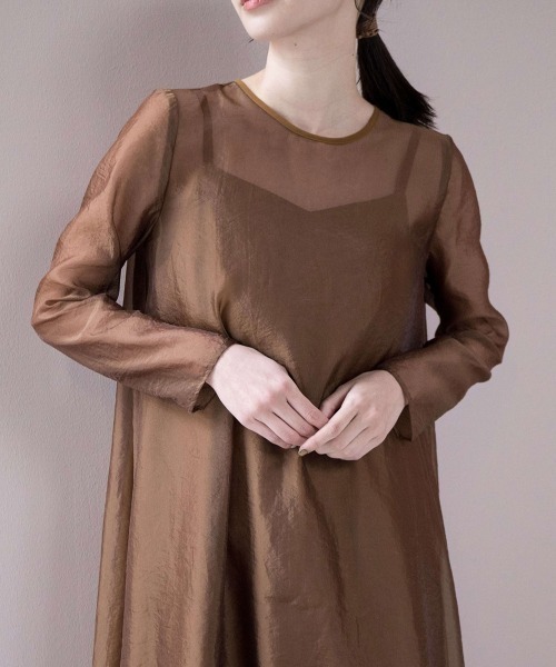 kaene（カエン）の「シアーAラインドレス（ドレス・レディース・ブラウン/ブラック/ダークカーキ/パープル・2/1）」の21枚目の写真