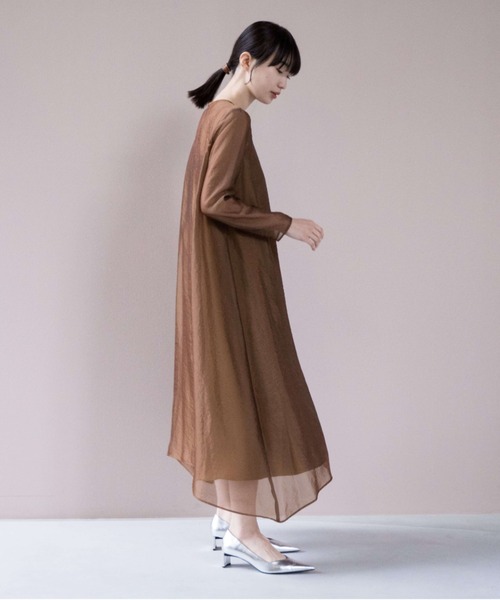 kaene（カエン）の「シアーAラインドレス（ドレス・レディース・ブラウン/ブラック/ダークカーキ/パープル・2/1）」の18枚目の写真