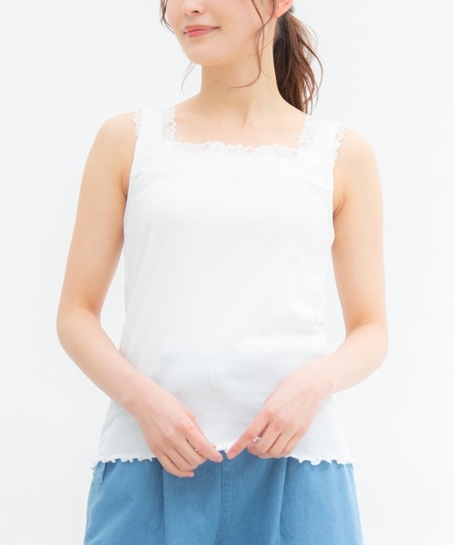 Honeys(ハニーズ)の「2wayレースタンク(タンクトップ・レディース・ブラック/ホワイト/ミント/グレイッシュベージュ/ブルーグリーン・L/M/LL/S)」の6枚目の写真