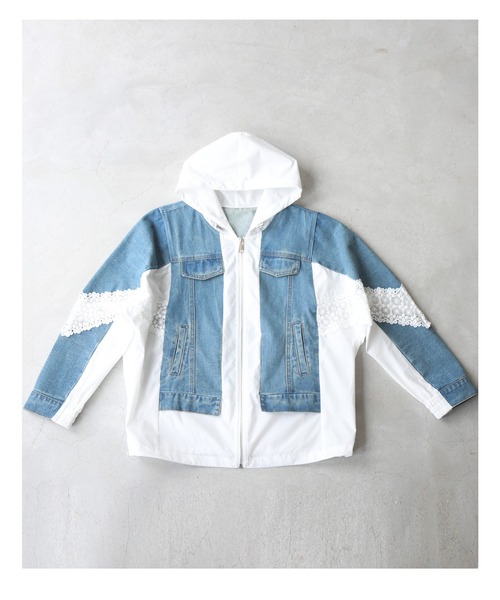 cawaii(カワイイ)の「デニムなのに重さも見た目も超軽量 パーカー風Gジャン(デニムジャケット・レディース・ブルー・FREE)」の14枚目の写真