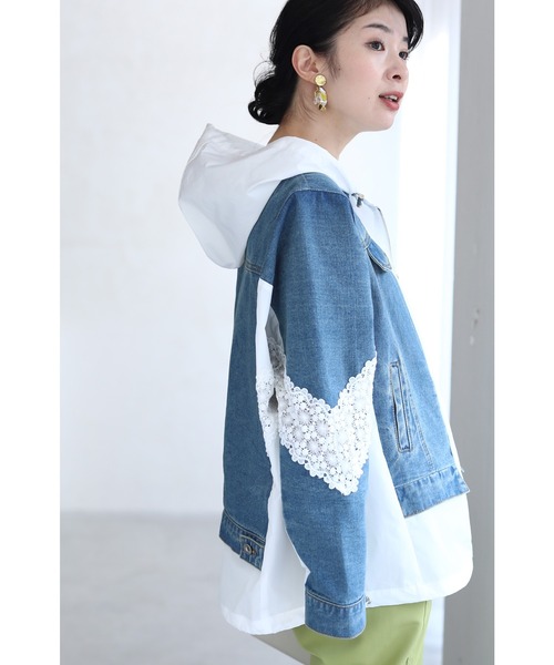 cawaii(カワイイ)の「デニムなのに重さも見た目も超軽量 パーカー風Gジャン(デニムジャケット・レディース・ブルー・FREE)」の8枚目の写真