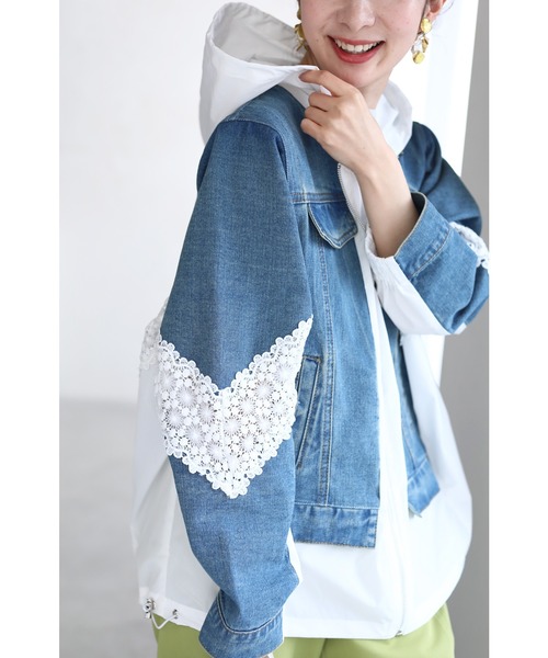 cawaii(カワイイ)の「デニムなのに重さも見た目も超軽量 パーカー風Gジャン(デニムジャケット・レディース・ブルー・FREE)」の2枚目の写真