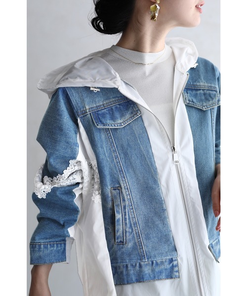 cawaii(カワイイ)の「デニムなのに重さも見た目も超軽量 パーカー風Gジャン(デニムジャケット・レディース・ブルー・FREE)」の20枚目の写真