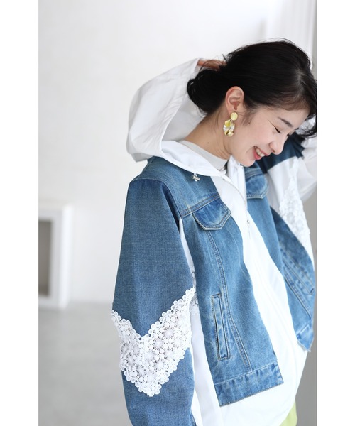 cawaii(カワイイ)の「デニムなのに重さも見た目も超軽量 パーカー風Gジャン(デニムジャケット・レディース・ブルー・FREE)」の22枚目の写真