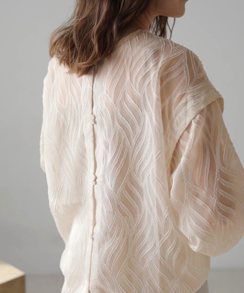 Bab(バブ)の「ジャガードシアー2WAYブラウス(シャツ/ブラウス・レディース・ライトグリーン/ブラック/アイボリー/グリーン・M)」の9枚目の写真