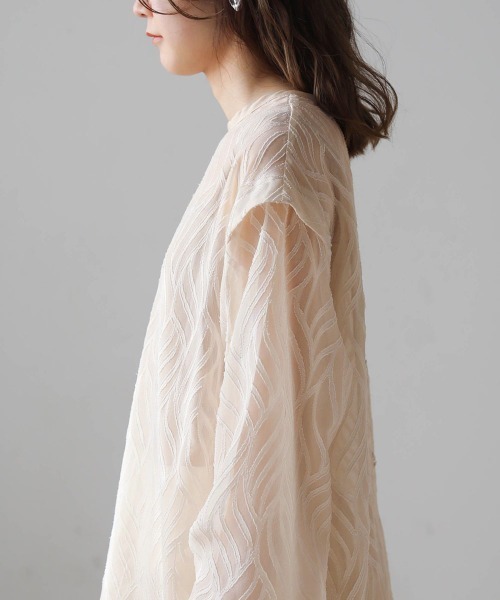 Bab(バブ)の「ジャガードシアー2WAYブラウス(シャツ/ブラウス・レディース・ライトグリーン/ブラック/アイボリー/グリーン・M)」の5枚目の写真