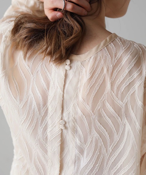 Bab(バブ)の「ジャガードシアー2WAYブラウス(シャツ/ブラウス・レディース・ライトグリーン/ブラック/アイボリー/グリーン・M)」の18枚目の写真