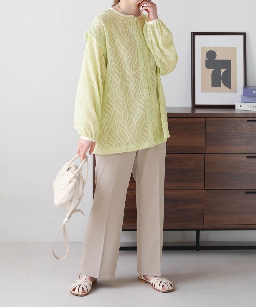 Bab(バブ)の「ジャガードシアー2WAYブラウス(シャツ/ブラウス・レディース・ライトグリーン/ブラック/アイボリー/グリーン・M)」の17枚目の写真