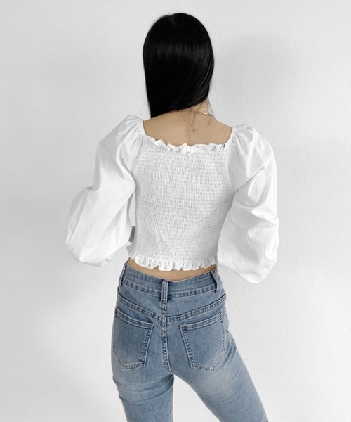 LVEU.(ラブユ.)の「Waist ribbon design blouse / ウエストリボンデザインブラウス(シャツ/ブラウス・レディース・ホワイト/ブラック・FREE)」の9枚目の写真