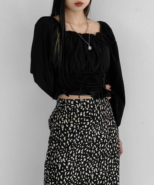 LVEU.(ラブユ.)の「Waist ribbon design blouse / ウエストリボンデザインブラウス(シャツ/ブラウス・レディース・ホワイト/ブラック・FREE)」の16枚目の写真