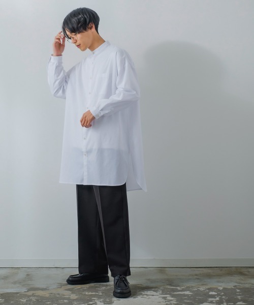 improves(インプローブス)の「【improves】ロング丈 オーバーサイズ バンドカラー 長袖シャツ(シャツ/ブラウス・メンズ・ホワイト/ブラック/グレイッシュベージュ/ダークブラウン・LARGE/MEDIUM)」の5枚目の写真