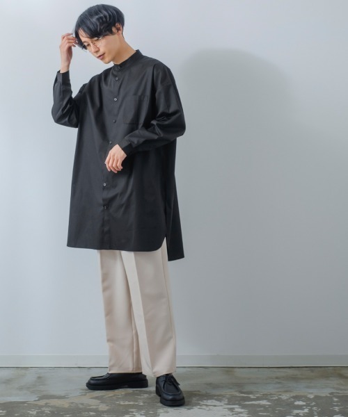improves(インプローブス)の「【improves】ロング丈 オーバーサイズ バンドカラー 長袖シャツ(シャツ/ブラウス・メンズ・ホワイト/ブラック/グレイッシュベージュ/ダークブラウン・LARGE/MEDIUM)」の12枚目の写真