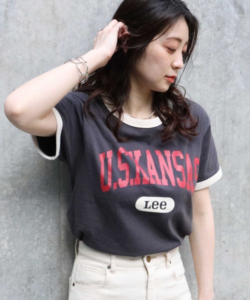 Lee（リー）の「【Lee】リンガーＴシャツ（Tシャツ/カットソー・レディース・ダークグレー・M/L）」の11枚目の写真