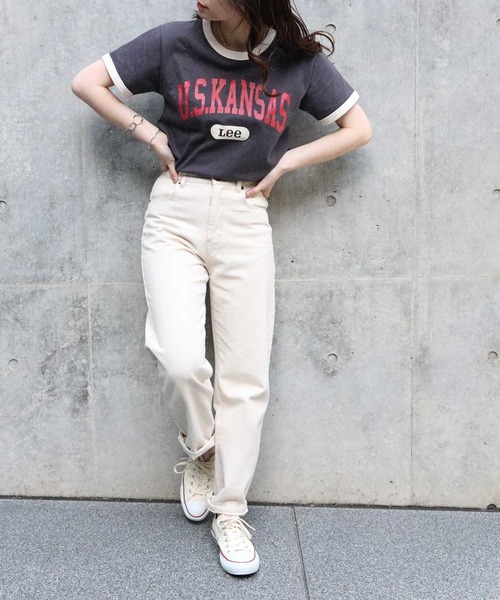 Lee（リー）の「【Lee】リンガーＴシャツ（Tシャツ/カットソー・レディース・ダークグレー・M/L）」の9枚目の写真