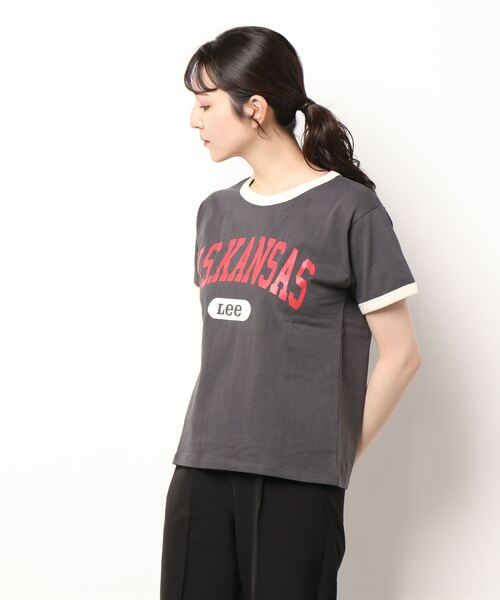 Lee（リー）の「【Lee】リンガーＴシャツ（Tシャツ/カットソー・レディース・ダークグレー・M/L）」の8枚目の写真