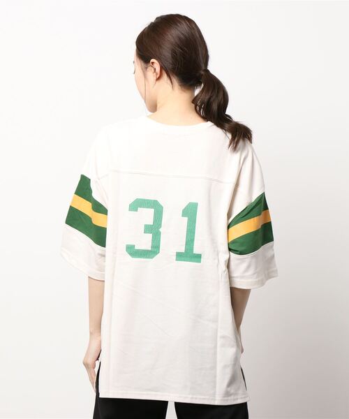 SpRay(スプレイ)の「フットボール BIG Tシャツ(Tシャツ/カットソー・レディース・オフホワイト/ブルー/グリーン/アイボリー/ボルドー/スミクロ・FREE)」の7枚目の写真