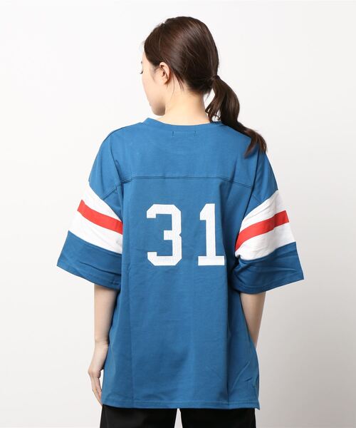 SpRay(スプレイ)の「フットボール BIG Tシャツ(Tシャツ/カットソー・レディース・オフホワイト/ブルー/グリーン/アイボリー/ボルドー/スミクロ・FREE)」の10枚目の写真