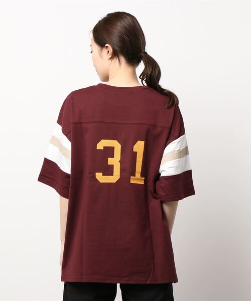 SpRay(スプレイ)の「フットボール BIG Tシャツ(Tシャツ/カットソー・レディース・オフホワイト/ブルー/グリーン/アイボリー/ボルドー/スミクロ・FREE)」の11枚目の写真