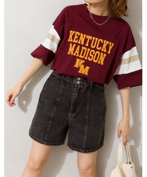 SpRay(スプレイ)の「フットボール BIG Tシャツ(Tシャツ/カットソー・レディース・オフホワイト/ブルー/グリーン/アイボリー/ボルドー/スミクロ・FREE)」の13枚目の写真