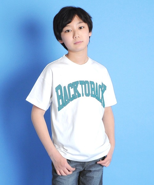 GLAZOS(グラソス)の「OE天竺・ドロップショルダーアソートカレッジ半袖Tシャツ(Tシャツ/カットソー・キッズ・ホワイト/ネイビー/グレー・130cm/140cm/150cm/160cm/170cm)」の1枚目の写真