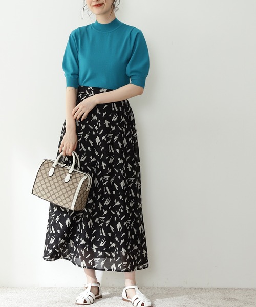 N.(N. Natural Beauty Basic)(エヌエヌナチュラルビューティーベーシック)の「◆ペイントプリントAラインスカート(スカート・レディース・グリーン系その他/ホワイト系その他/ブラック系その他・MEDIUM)」の3枚目の写真