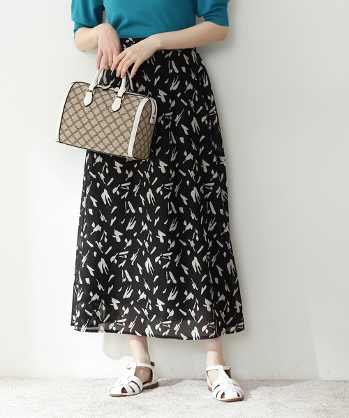 N.(N. Natural Beauty Basic)(エヌエヌナチュラルビューティーベーシック)の「◆ペイントプリントAラインスカート(スカート・レディース・グリーン系その他/ホワイト系その他/ブラック系その他・MEDIUM)」の12枚目の写真