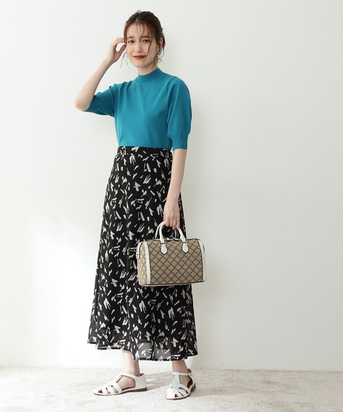 N.(N. Natural Beauty Basic)(エヌエヌナチュラルビューティーベーシック)の「◆ペイントプリントAラインスカート(スカート・レディース・グリーン系その他/ホワイト系その他/ブラック系その他・MEDIUM)」の4枚目の写真