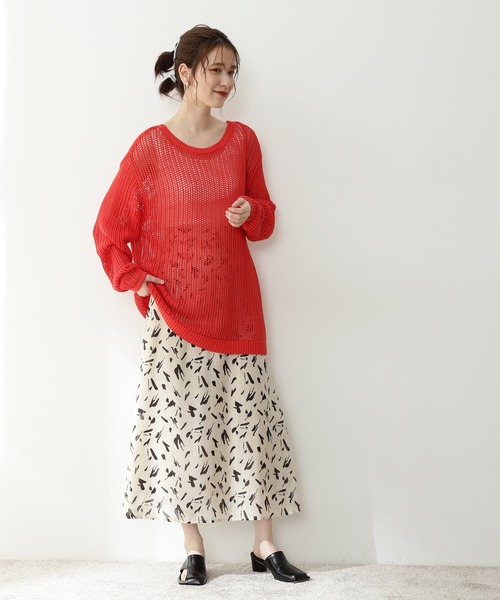 N.(N. Natural Beauty Basic)(エヌエヌナチュラルビューティーベーシック)の「◆ペイントプリントAラインスカート(スカート・レディース・グリーン系その他/ホワイト系その他/ブラック系その他・MEDIUM)」の5枚目の写真