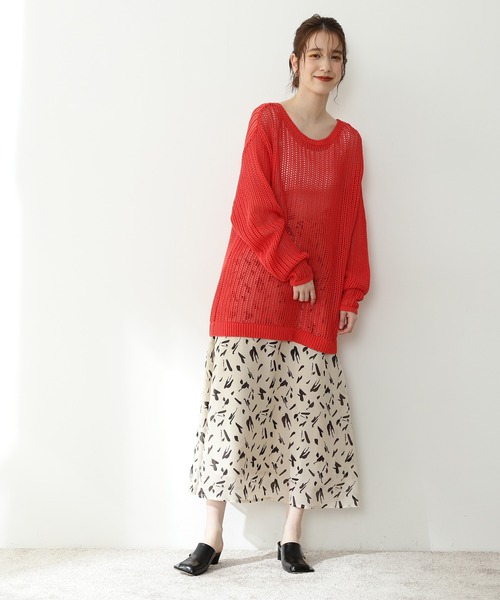 N.(N. Natural Beauty Basic)(エヌエヌナチュラルビューティーベーシック)の「◆ペイントプリントAラインスカート(スカート・レディース・グリーン系その他/ホワイト系その他/ブラック系その他・MEDIUM)」の14枚目の写真