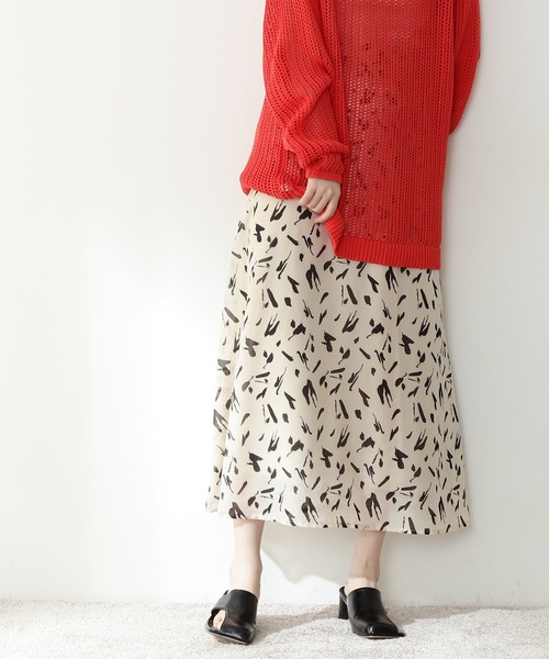 N.(N. Natural Beauty Basic)(エヌエヌナチュラルビューティーベーシック)の「◆ペイントプリントAラインスカート(スカート・レディース・グリーン系その他/ホワイト系その他/ブラック系その他・MEDIUM)」の10枚目の写真